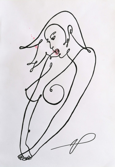 Painting titled "WOMAN LINE" by Ulisses Pereira, Original Artwork, Marker
