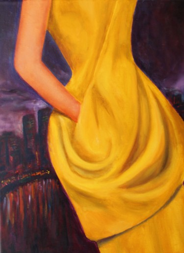 Картина под названием "Желтое платье" - Iryna Budai, Подлинное произведение искусства, Масло