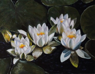 Картина под названием "Водяные лилии" - Iryna Budai, Подлинное произведение искусства, Масло
