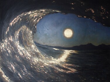 Картина под названием "Золотая волна" - Iryna Budai, Подлинное произведение искусства, Масло