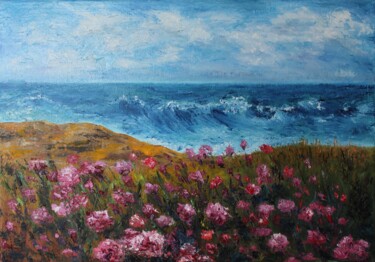 Malerei mit dem Titel "Море и ветер" von Iryna Budai, Original-Kunstwerk, Öl