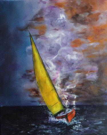 Картина под названием "Уходя от шторма" - Iryna Budai, Подлинное произведение искусства, Акрил