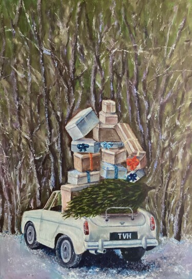 Painting titled "Christmas gifts" by Iryna Budai, Original Artwork, Oil