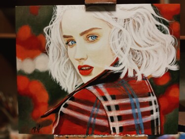 Painting titled "Блондинка" by Iura Riazantsev, Original Artwork, Acrylic