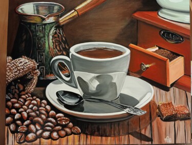 Peinture intitulée "Кофе" par Iura Riazantsev, Œuvre d'art originale, Acrylique
