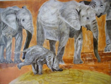 Pintura intitulada "Baby Elephant" por Francisco Urbano, Obras de arte originais