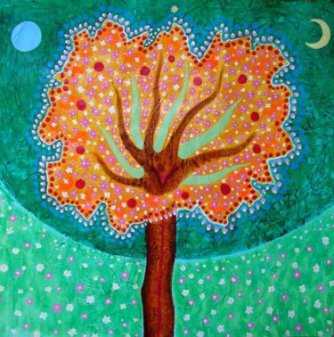 Peinture intitulée "arbre orange" par Uriel Vallois, Œuvre d'art originale