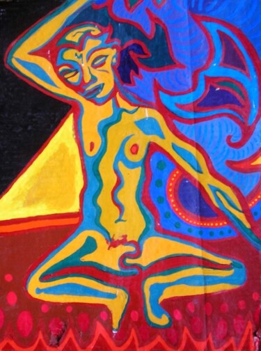 Peinture intitulée "yogi safran" par Uriel Vallois, Œuvre d'art originale