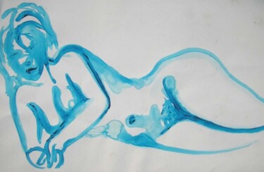 Dessin intitulée "bleue" par Uriel Vallois, Œuvre d'art originale