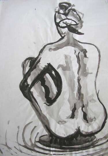 Dessin intitulée "femme de dos" par Uriel Vallois, Œuvre d'art originale