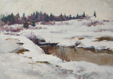 Pintura titulada "Тёплая зима" por Iurii Viktorovich Gusev, Obra de arte original, Oleo