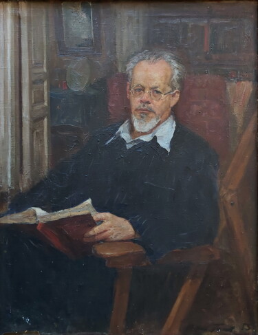 绘画 标题为“Мужской портрет” 由Юрий Викторович Гусев, 原创艺术品, 油 安装在木质担架架上