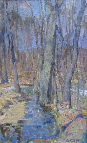 Картина под названием "Река Серебрянка" - Юрий Викторович Гусев, Подлинное произведение искусства, Масло