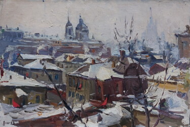 Peinture intitulée "8 марта 1953г., Мос…" par Iurii Viktorovich Gusev, Œuvre d'art originale, Huile