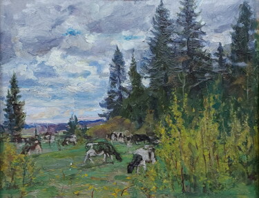 Painting titled "Холодная весна" by Iurii Viktorovich Gusev, Original Artwork, Oil
