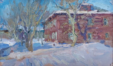 Peinture intitulée "Конюшенная улица, И…" par Iurii Viktorovich Gusev, Œuvre d'art originale, Huile Monté sur Carton