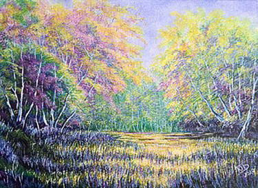 Malerei mit dem Titel "Spring landscape" von Uriy Bykov, Original-Kunstwerk, Öl