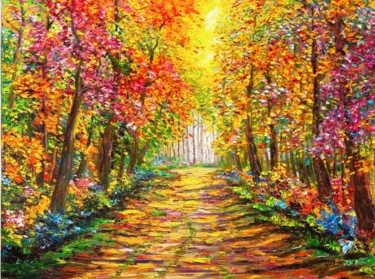 Картина под названием "Autumn landscape" - Uriy Bykov, Подлинное произведение искусства, Масло