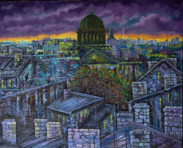 Картина под названием "Roofs of Petersburg" - Uriy Bykov, Подлинное произведение искусства, Масло