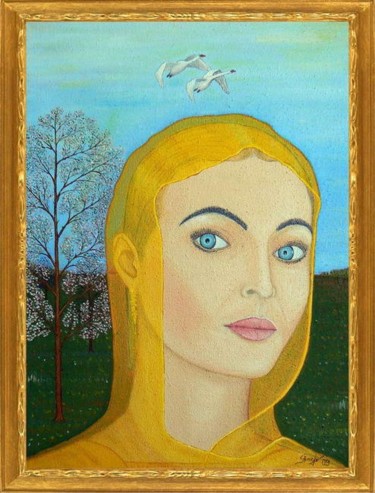Pittura intitolato "портрет балерины Ан…" da Alexandr Urnev, Opera d'arte originale, Olio