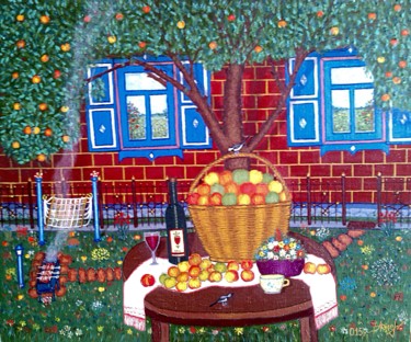 Peinture intitulée "Яблочный Спас" par Alexandr Urnev, Œuvre d'art originale, Huile