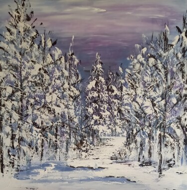 Malerei mit dem Titel "Im Winterwald" von Urs Schilt, Original-Kunstwerk, Acryl