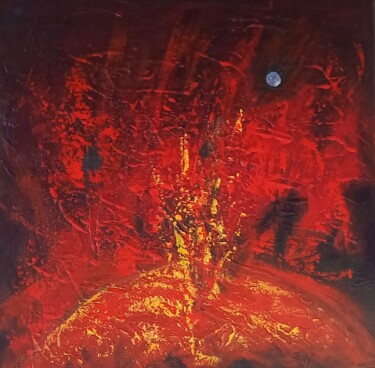 Malerei mit dem Titel "sun eruption" von Urs Schilt, Original-Kunstwerk, Acryl
