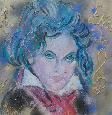 Painting titled "Ludwig van Beethoven" by Ursula Gnech, Original Artwork, Acrylic