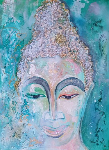 Painting titled "Meeting with Buddha" by Ursula Gnech, Original Artwork, Acrylic