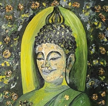 Painting titled "Buddha is always ha…" by Ursula Gnech, Original Artwork, Oil