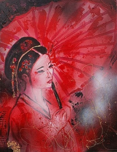 Painting titled "Saki" by Ursula Gnech, Original Artwork, Acrylic