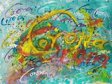Malerei mit dem Titel "Corona-Pandemie 2020" von Ursula Gnech, Original-Kunstwerk, Acryl