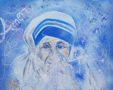 Painting titled "Holy Mother Teresa…" by Ursula Gnech, Original Artwork, Acrylic