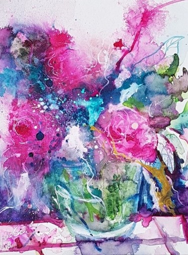 Painting titled "feelings" by Ursula Gnech, Original Artwork, Watercolor