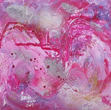 Painting titled "pink for love and h…" by Ursula Gnech, Original Artwork, Acrylic