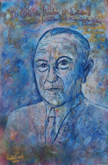 Painting titled "Dr. Konrad Adenauer…" by Ursula Gnech, Original Artwork, Acrylic