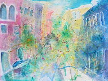 Peinture intitulée "In love to the City…" par Ursula Gnech, Œuvre d'art originale, Aquarelle
