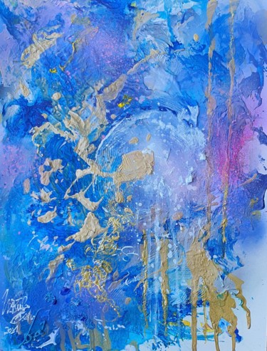 Pintura titulada "Blue moon in August…" por Ursula Gnech, Obra de arte original, Acrílico