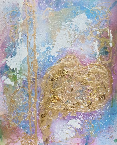 Pintura intitulada "Golden heart to Whi…" por Ursula Gnech, Obras de arte originais, Acrílico