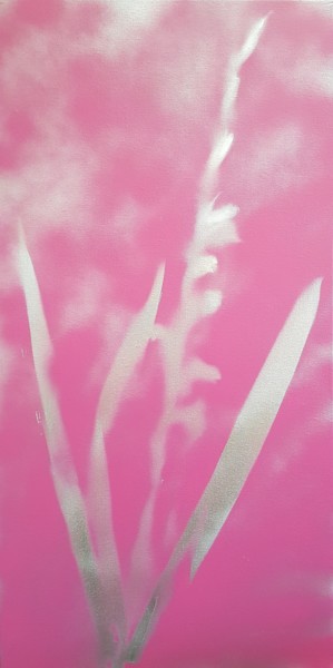 Painting titled "Gladiola in silver" by Ursula Knorr, Original Artwork, Spray paint
