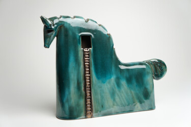 Sculpture titled "Trojan Horse Turquo…" by Urszula Despet, Original Artwork, Ceramics