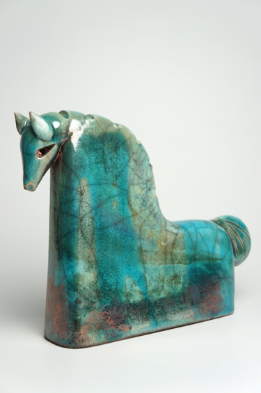 Sculpture titled "Trojan Horse Raku" by Urszula Despet, Original Artwork, Ceramics