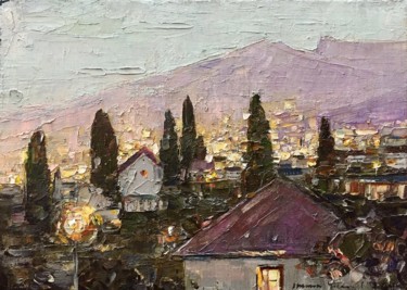 Painting titled "Вечерняя Ялта" by Evgenii Urvantsev, Original Artwork, Oil