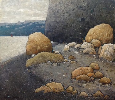 Картина под названием "Яшмовый пляж" - Евгений Урванцев, Подлинное произведение искусства, Масло