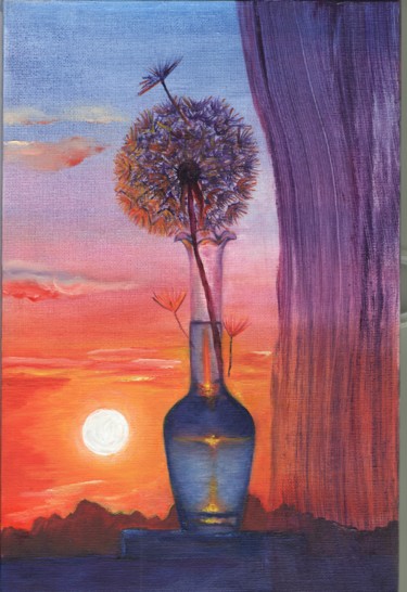 Painting titled "Summer evening" by Natalia Us, Original Artwork, Oil