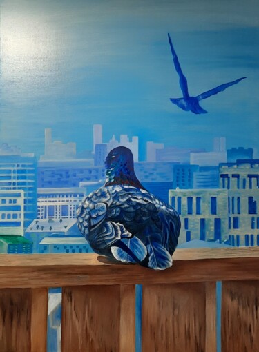 Картина под названием "Painting. Doves" - Наталья Ус, Подлинное произведение искусства, Масло