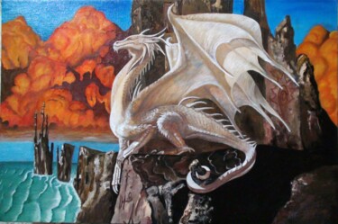 Painting titled "Dragon Guardian. Pa…" by Natalia Us, Original Artwork, Oil