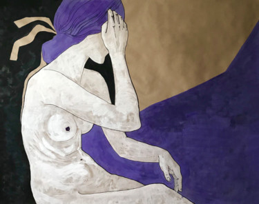 Painting titled "Violet model" by Anastasiia Usenko, Original Artwork, Acrylic