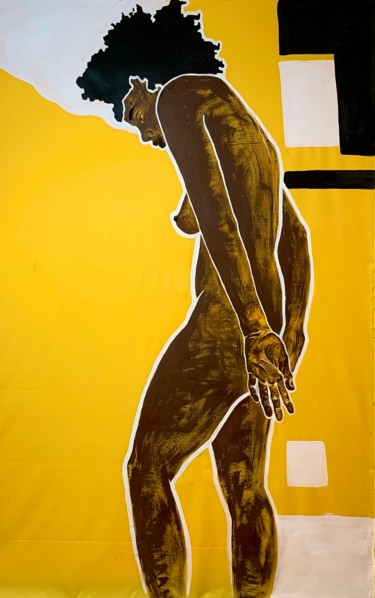 Painting titled "Yellow model" by Anastasiia Usenko, Original Artwork, Acrylic