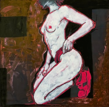 Pittura intitolato "Pink model" da Anastasiia Usenko, Opera d'arte originale, Acrilico